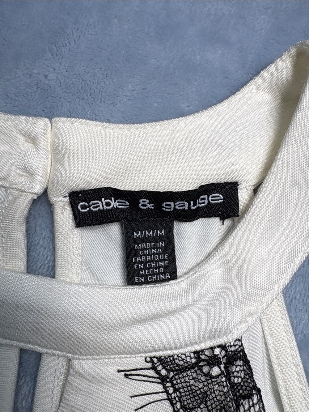 Cable & Gauge White Halter Camisole with Black Lace Overlay - Picture 2 of 10